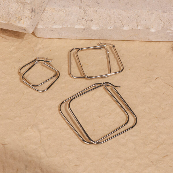 Chris April fashion jewelry 316L Stainless Steel PVD plated minimalist square hoop earrings - Image 4