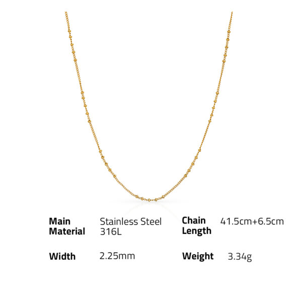 Chris April 316L Stainless steel 18k PVD plated minimalist satellite chain beads choker necklace - Image 6