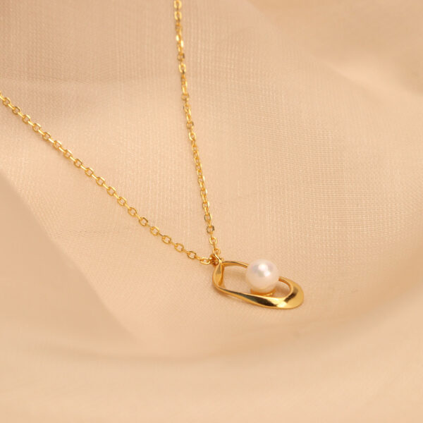 Chris April in stock 925 sterling silver gold plated shell pearls organic shape drop pendant charm necklaces - Image 4