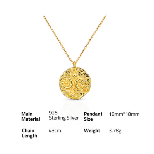 Chris April wholesale 925 sterling silver simple gold plated Irregular star and moon coin pendant necklace - Image 6