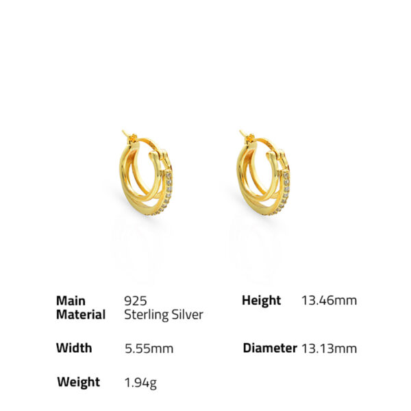 Chris April fine jewelry 925 sterling silver zircon pared double hoops earrings - Image 6