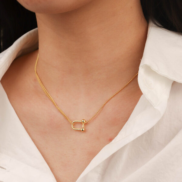 Chris April in stock 18k gold plated Sterling silver Minimalist beads U shape Side chain  necklaces - Image 5