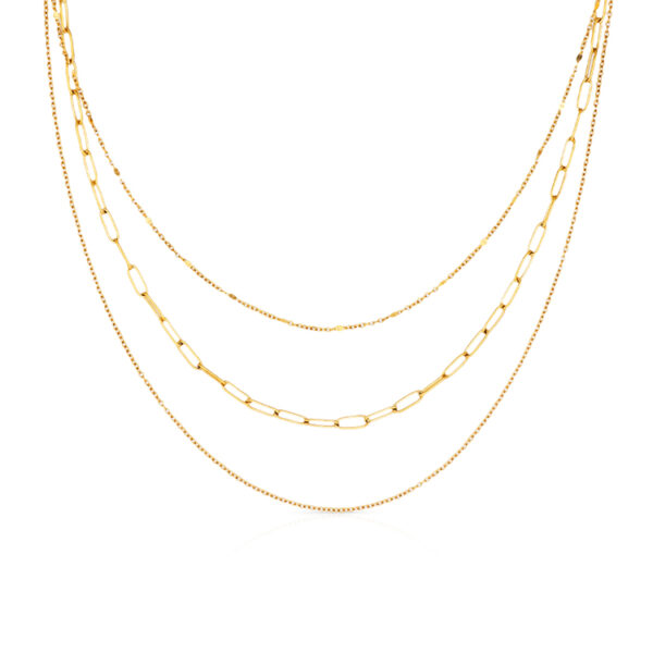 Chris April 316L Stainless Steel Necklace Simple Triple Layers Thin Gold Choker Chain Necklace Pendant For Women - Image 6