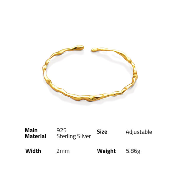 Chris April 925 sterling silver 18k gold plated minimalist bangle bracelet for women - Image 6