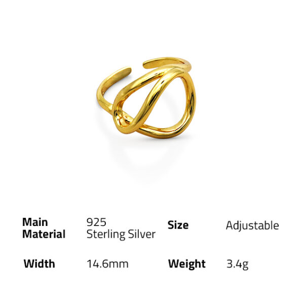 Chris April in stock vermeil 18k Gold Plated 2020 minimalist ring 925 sterling silver jewelry with open back - Image 6