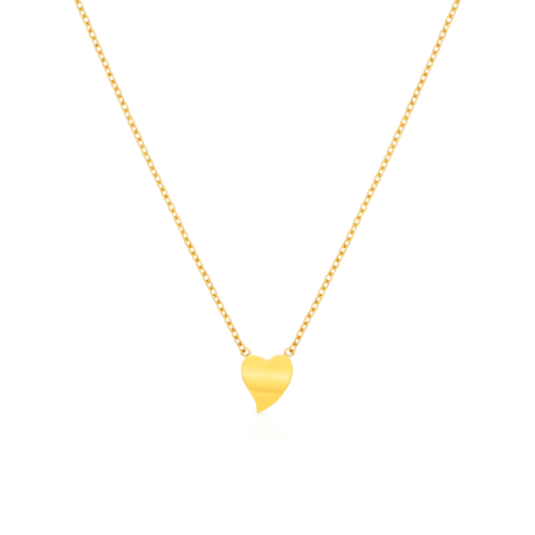 Chris April simple 316L stainless steel 18k gold plated matte mini heart pendant necklace - Image 3