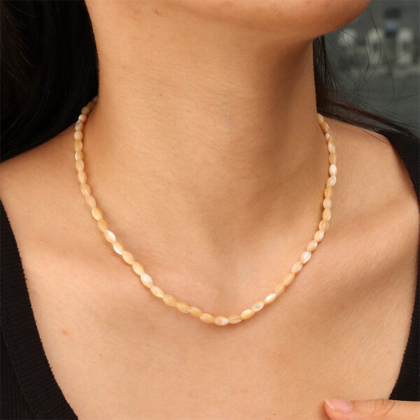 Chris April 316L stainless steel natural sea shell beads oval beads chain necklace - Image 3