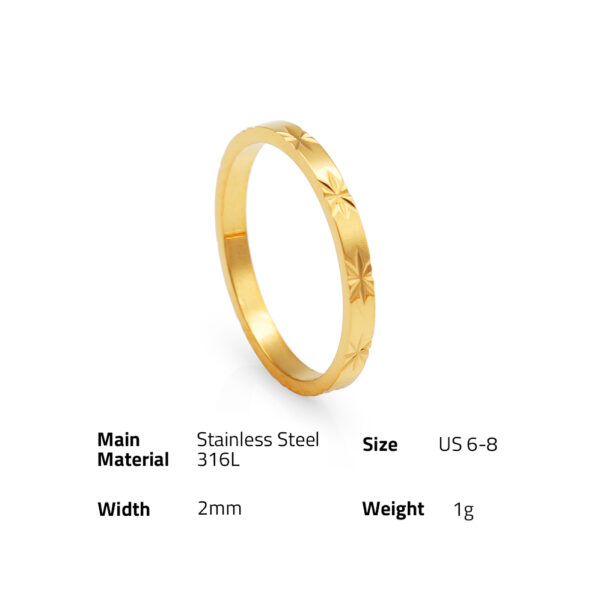 Chris April non tarnish 316L stainless steel  PVD 18k gold plated minimalist band star finger women  ring - Image 6