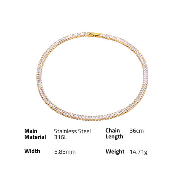 Chris April fashion jewelry PVD gold plated 316L stainless steel bing bling full bejeweled zircon choker chain necklace set - Image 6