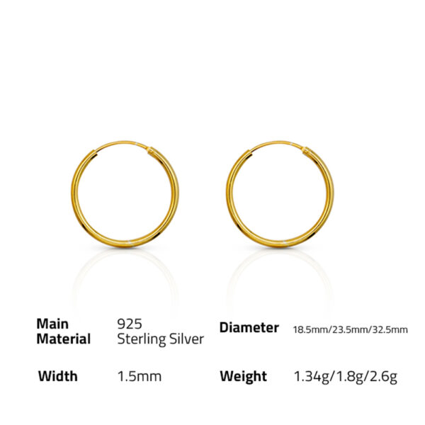 Chris April in stock 925 sterling silver Korean version gold plated glossy hoop earrings - Image 6