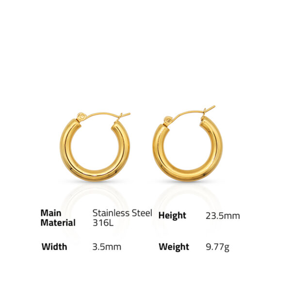 Chris April in stock water-proof 316L stainless steel PVD gold plated glossy hoop earrings for women - Image 6