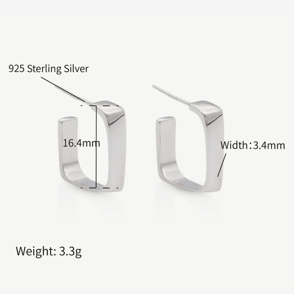 Chris April silver plate 925 sterling silver square hoops earring - Image 5