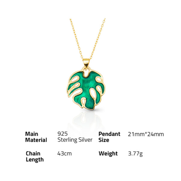 Chris April Trendy 925 sterling silver 14k gold plated enameled leaves custom fashion jewelry pendant necklaces - Image 6