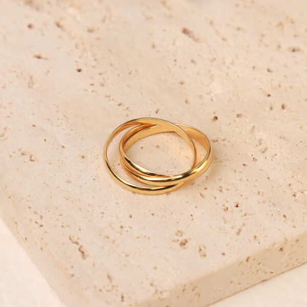 Chris April in stock fine jewelry 925 sterling gold plated Minimalist Three laps Finger ring - Image 5