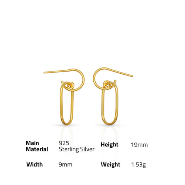 Chris April 925 sterling silver gold plated simple geometric oval hoop earrings - Image 6